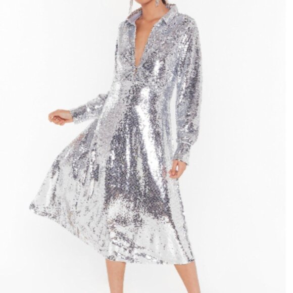 NEON ROSE  X NASTY GYAL SEQUIN SHIRT DRESS XL - Picture 9 of 9